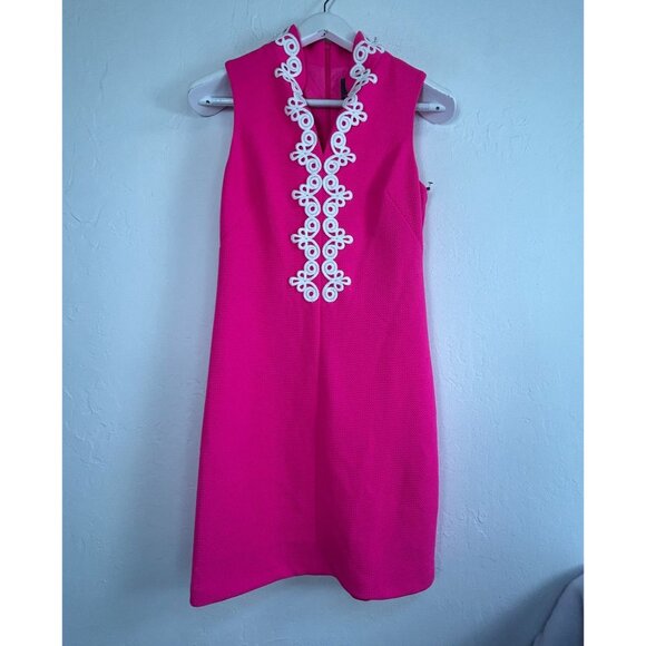 Vince Camuto Womens Hot Pink Sleeveless Embroidered Sheath Dress Size 2 New $138 - Picture 1 of 9